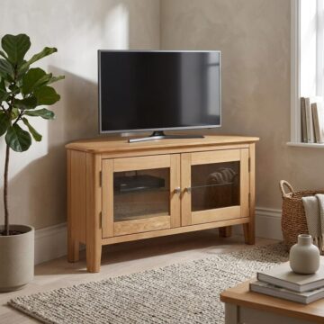 Denby Oak Corner TV Unit | Assembled