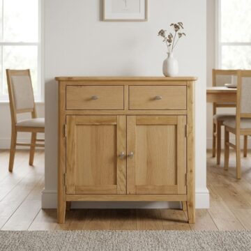 Denby Oak 2 Door 2 Drawer Mini Sideboard | Assembled