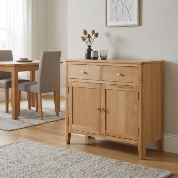 Denby Oak 2 Door 2 Drawer Small Sideboard | Assembled