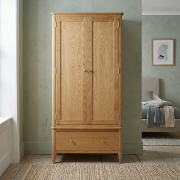 Denby Oak Double Wardrobe with Drawer