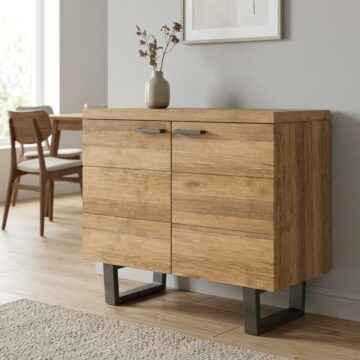 Industrial Oak 2 Door Small Sideboard | Natural Oil Finish