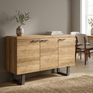 Industrial Oak 3 Door Large Sideboard | Natural Oil Finish