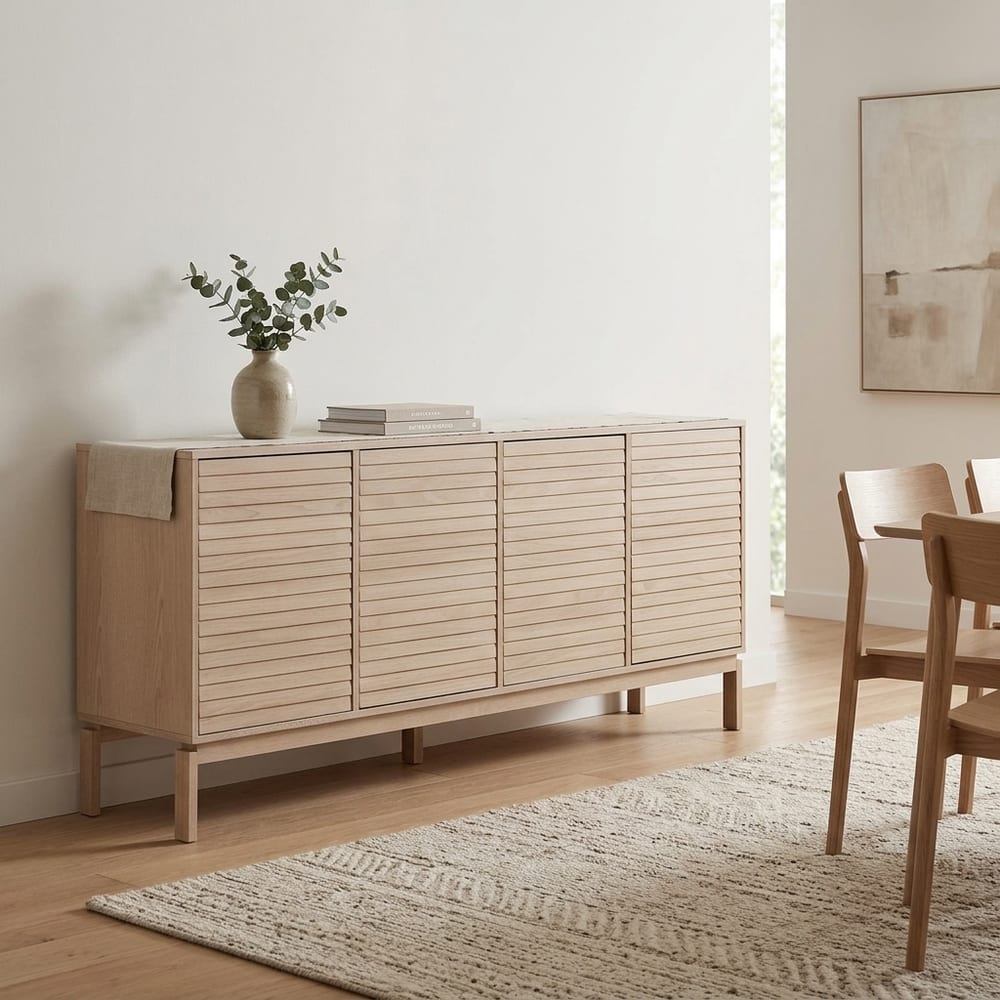 Lindley White Oak 4 Door Sideboard