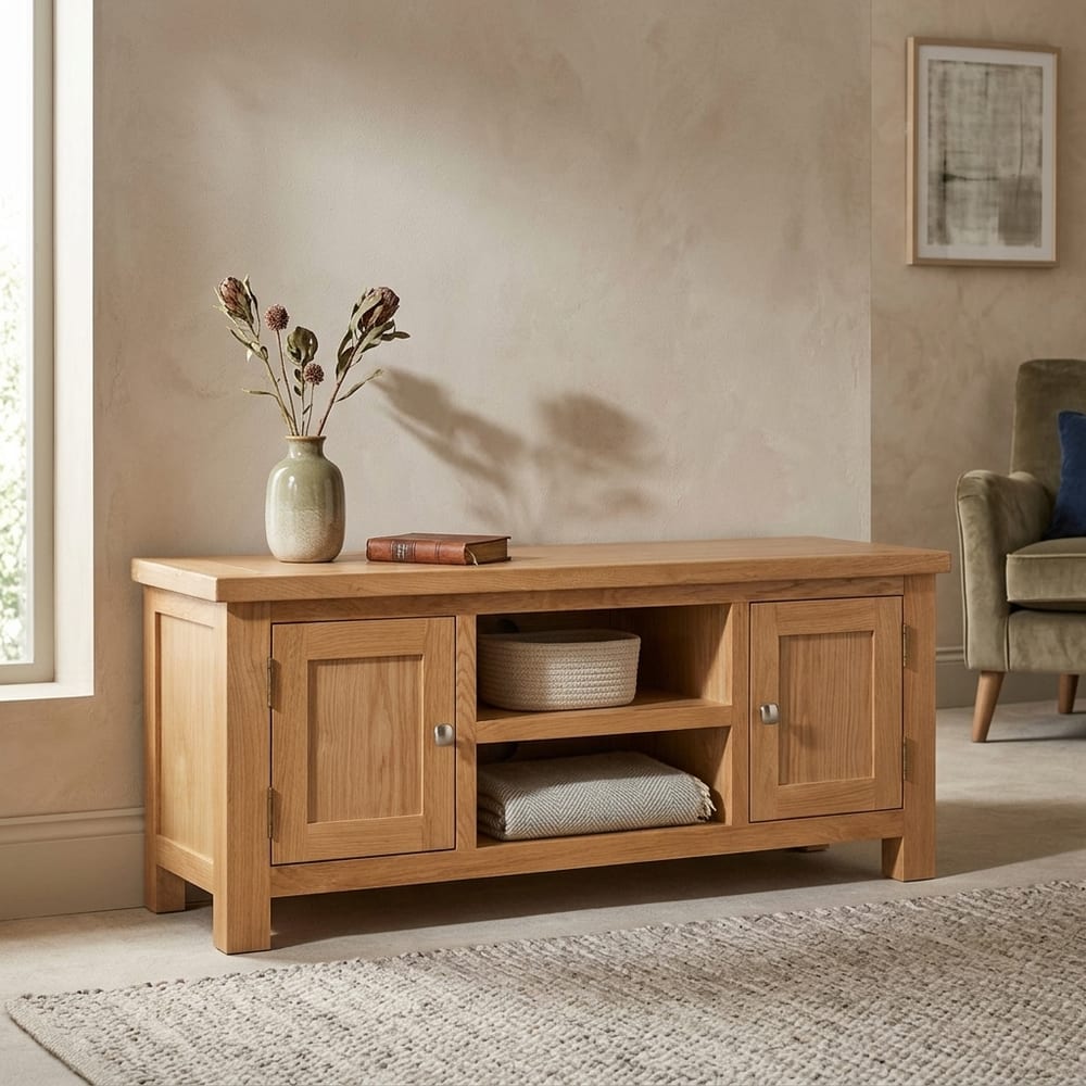 Wynyard Oak 2 Door TV Unit 120cm | Assembled