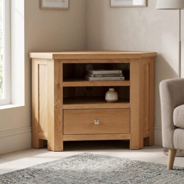 Wynyard Oak Corner TV Unit | Assembled