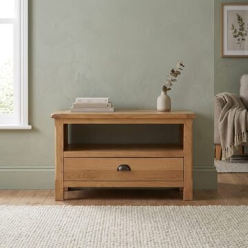 Kendal Oak 1 Drawer TV Unit 75cm | Oiled Finish | Assembled