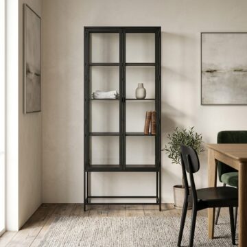 Milford Tall Black Metal 2 Door Display Cabinet