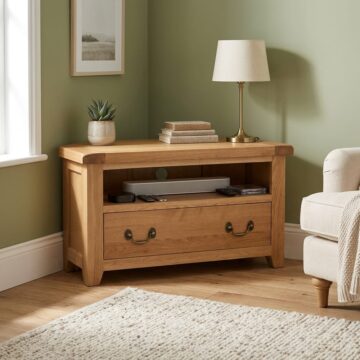 Somerset Waxed Oak 1 Drawer Corner TV Unit 102cm | Assembled