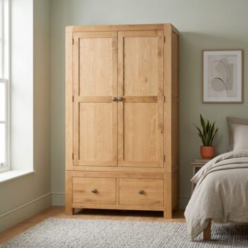 Haven Waxed Oak Double Wardrobe with Drawers