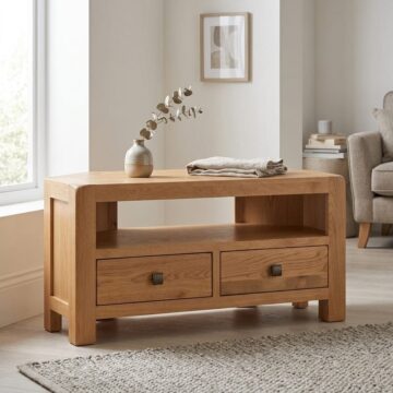 Haven Waxed Oak Corner TV Unit | Assembled