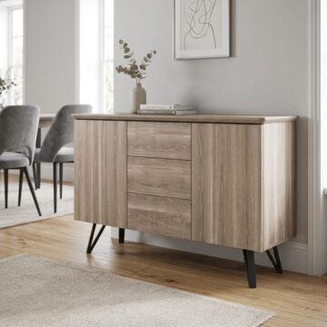 Delta 2 Door 3 Drawer Contemporary Sideboard | Oak Finish