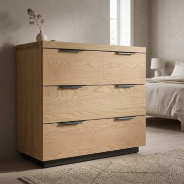 Industrial Oak 3 Drawer Chest | Natural Oil Finish