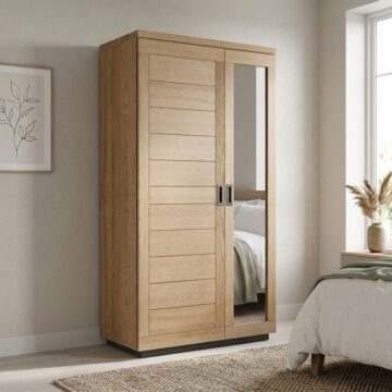 Industrial Oak Double Wardrobe | Natural Oil Finish