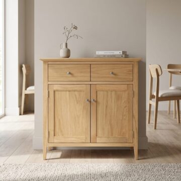 Upney Oak 2 Door 2 Drawer Small Sideboard | Assembled