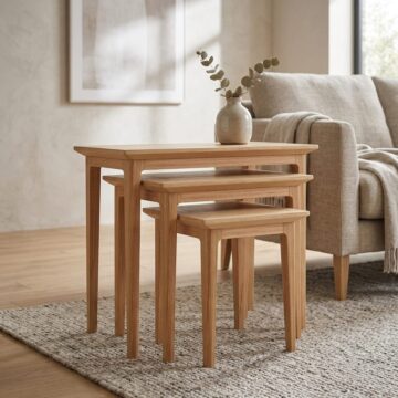 Upney Oak Nest of 3 Tables | Assembled