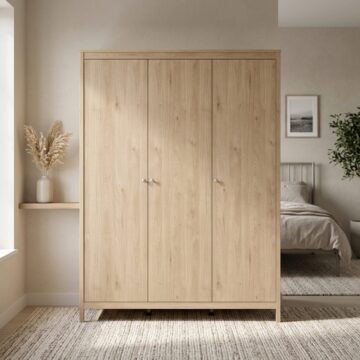 Ronda 3 Door Wardrobe | Hickory Oak Finish