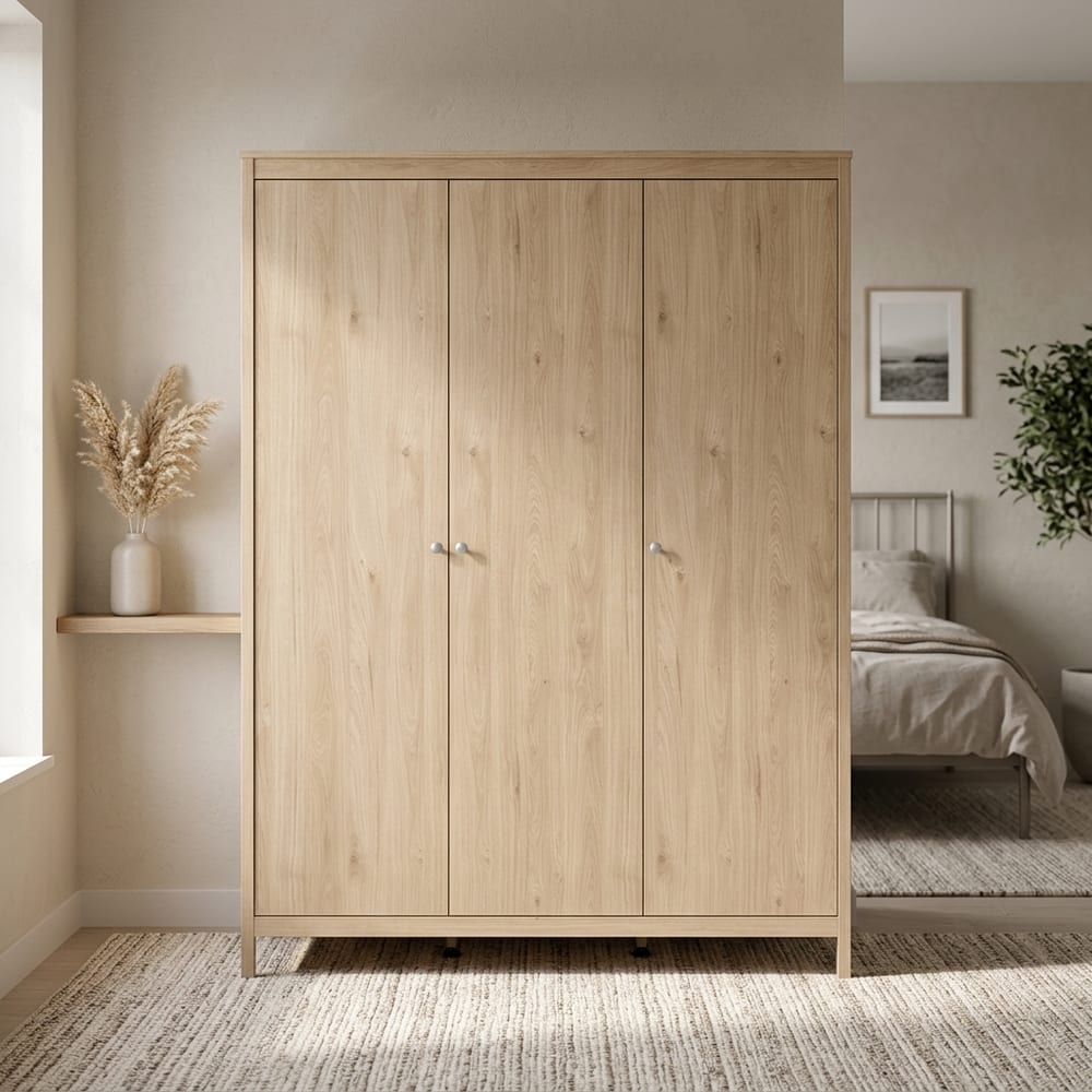Ronda 3 Door Wardrobe | Hickory Oak Finish