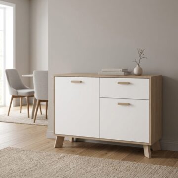 Elden White 2 Door 1 Drawer Sideboard | Jackson Hickory Finish