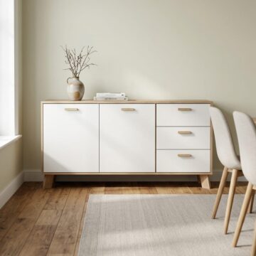 Elden White 2 Door 3 Drawer Sideboard | Jackson Hickory Finish