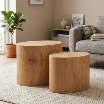 Mice Oval Coffee Table Set | Oak Finish