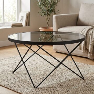 Cuxton Black Coffee Table, with Smoked Glass Top
