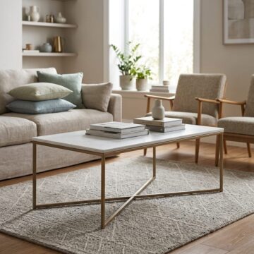 Alisma Coffee Table with White Marble Effect Top