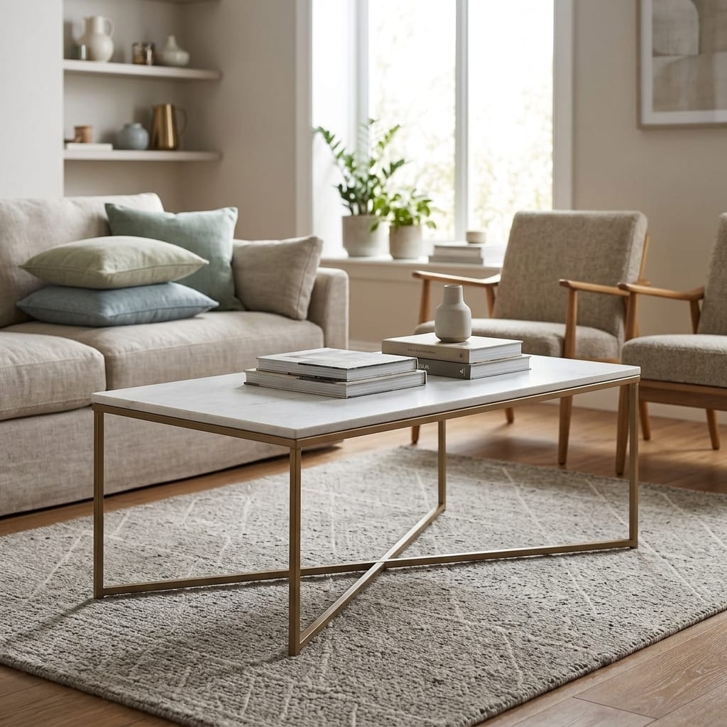 Alisma Coffee Table with White Marble Effect Top