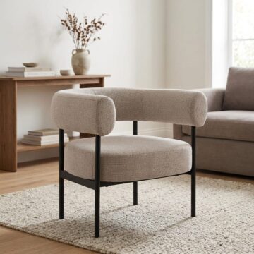 Oakfield lounge chair in Beige Fabic with Black Legs