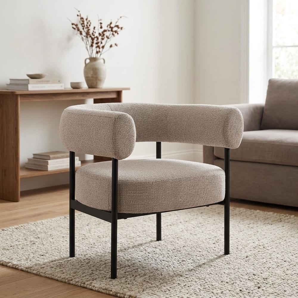 Oakfield lounge chair in Beige Fabic with Black Legs