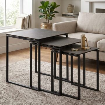 Katrine Black Nest of 3 Tables