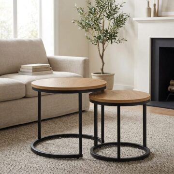 Spiro Round Nest of Tables in Oak
