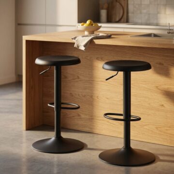 Finch Black Bar Stool without Back Set of 2