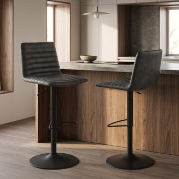 Kimmy Bar Stool in Grey Fabic Set of 2