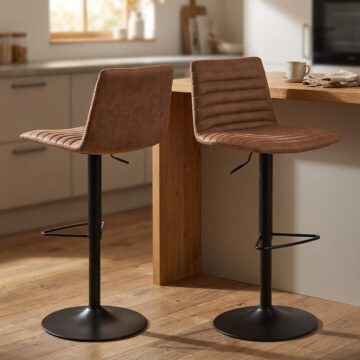 Kimmy Bar Stool with  Brown Fabric in Set of 2