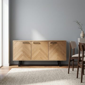 Brighton Oak 3 Door Sideboard | Herringbone Effect
