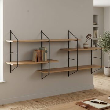 Belfast Wall Unit with 4 Shelves in Oak