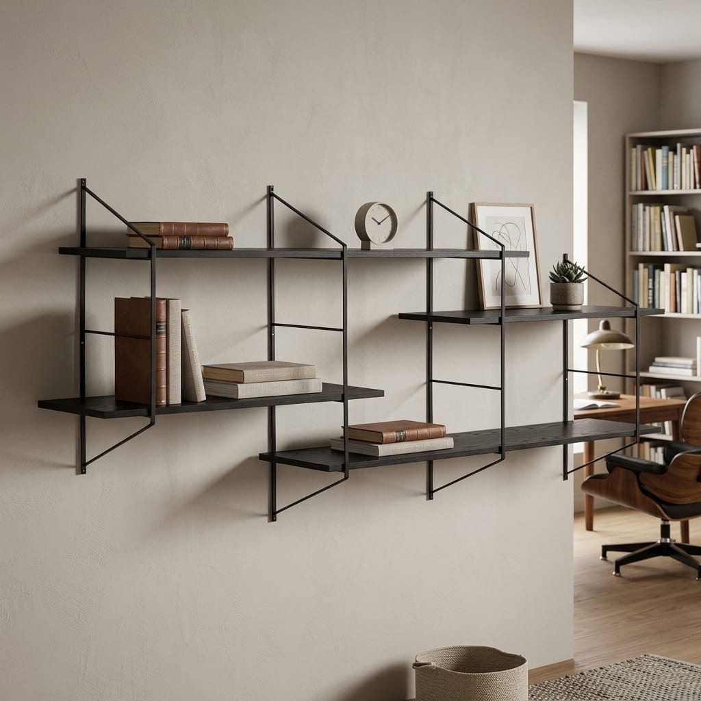 Belfast Wall Unit with 4 shelves in Black