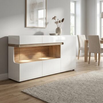 Chelsea White 3 Door Glazed Sideboard