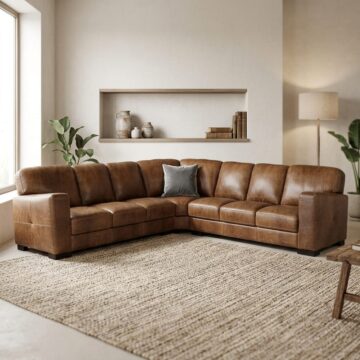 Tuscany Extra Large Italian Leather Corner Sofa | Brianza Cognac Brown