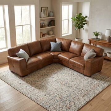 Tuscany Italian Leather Corner Sofa | Brianza Cognac Brown