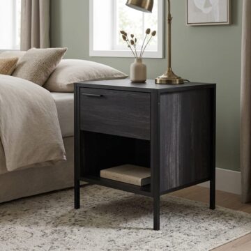 Colliers Black 1 Drawer Bedside Cabinet