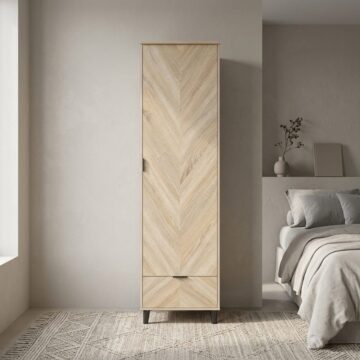 Bergen Chevron 1 Door Wardrobe with Drawer