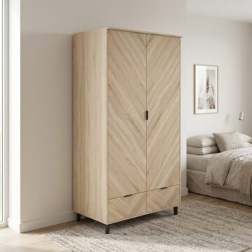 Bergen Chevron 2 Door Wardrobe with Drawers