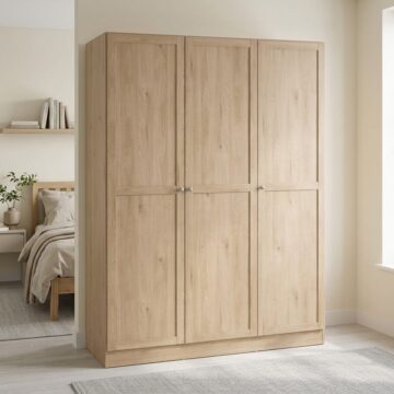 Bronte Wardrobe with 3 Frame Doors in Jackson Hickory