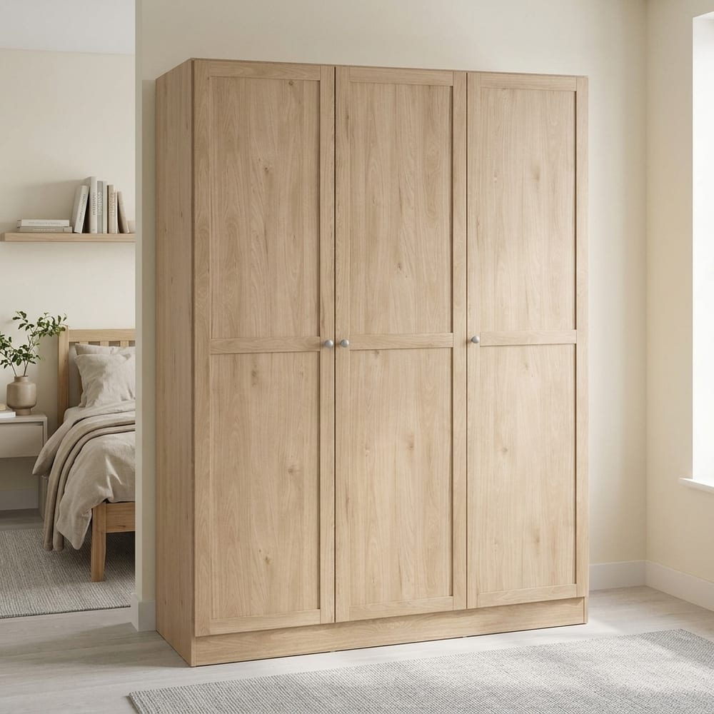 Bronte Wardrobe with 3 Frame Doors in Jackson Hickory