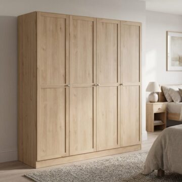 Bronte Wardrobe with 4 Frame Doors in Jackson Hickory