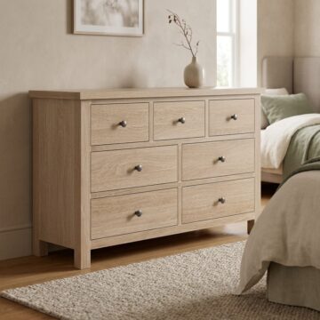 Oaktide Chest 3 Over 4 - Oak - White Wash | Assembled