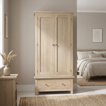 Oaktide Gents Wardrobe - Oak - White Wash