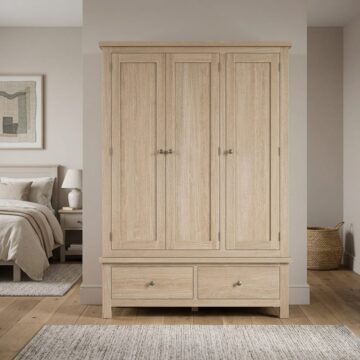 Oaktide Triple Wardrobe - Oak - White Wash