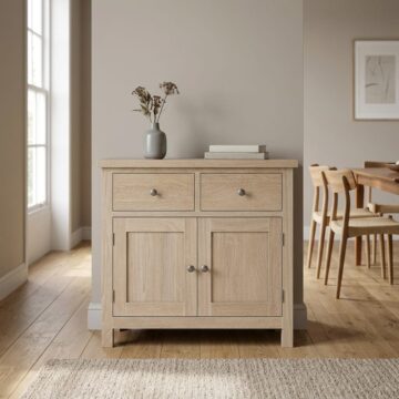 Oaktide White Wash 2 Door 2 Drawer Medium Sideboard | Assembled